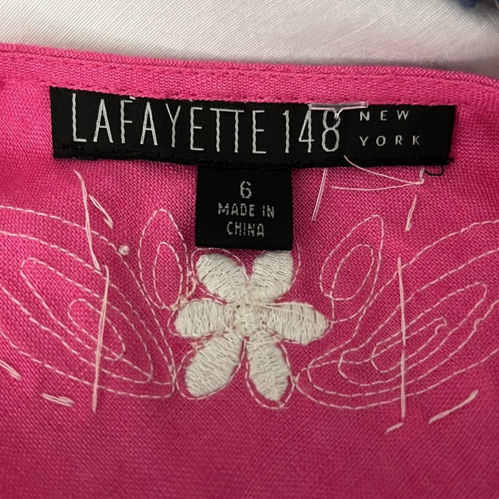 Lafayette 148 100% linen embroidery coverup tunic top size 6 - Picture 6 of 9